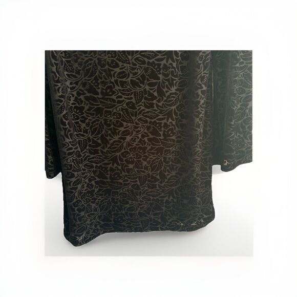 Adrienne Vittadini Black Velvet Burnout Sheath Whimsigoth Size Med Bell Sleeves - Picture 4 of 13